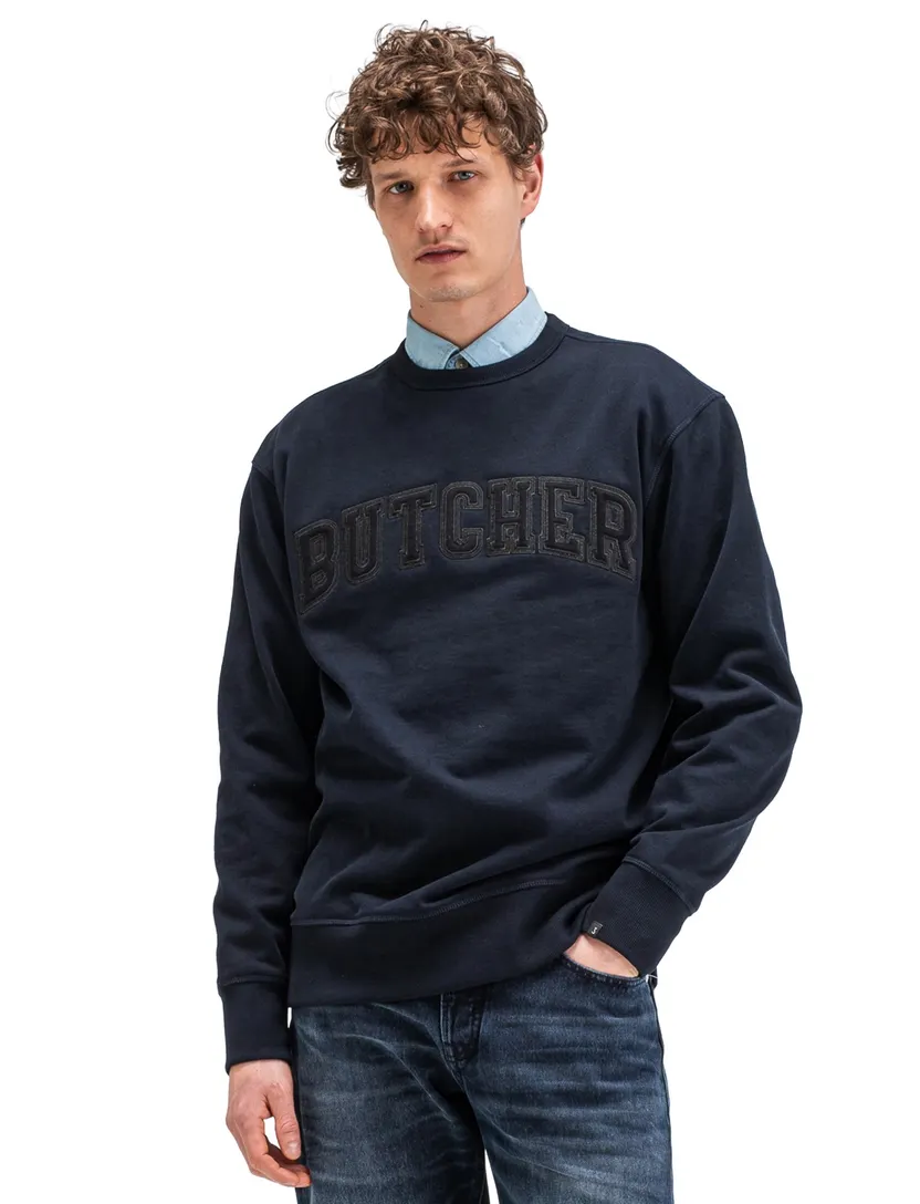 Trui Butcher of Blue donkerblauw wijde fit