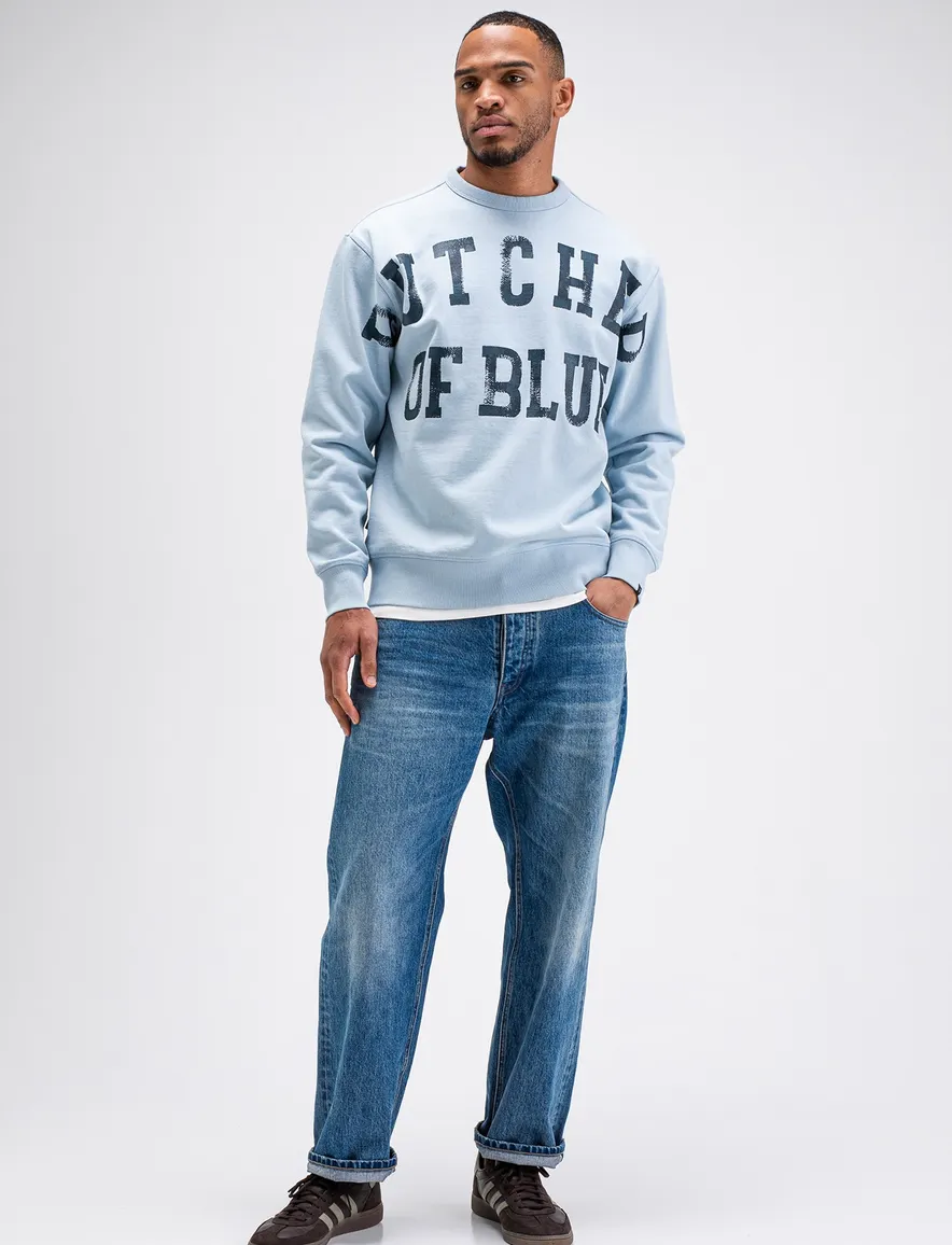 Butcher of Blue trui ronde hals lichtblauw opdruk
