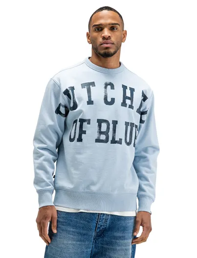 Butcher of Blue Butcher of Blue trui ronde hals lichtblauw opdruk