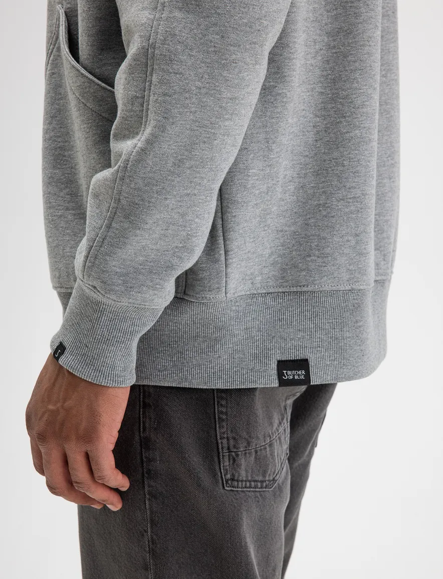 Butcher of Blue sweatvest met capuchon grijs gemêleerd