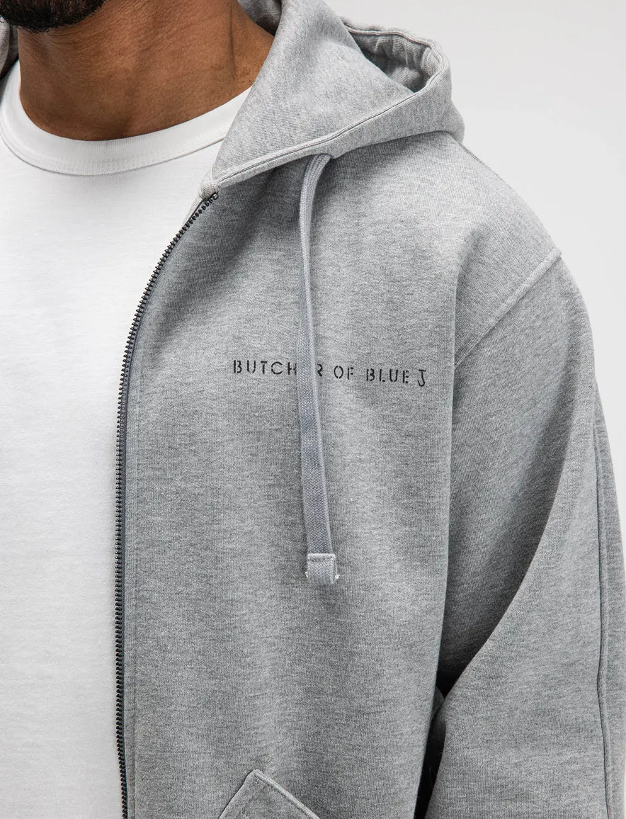 Butcher of Blue sweatvest met capuchon grijs gemêleerd