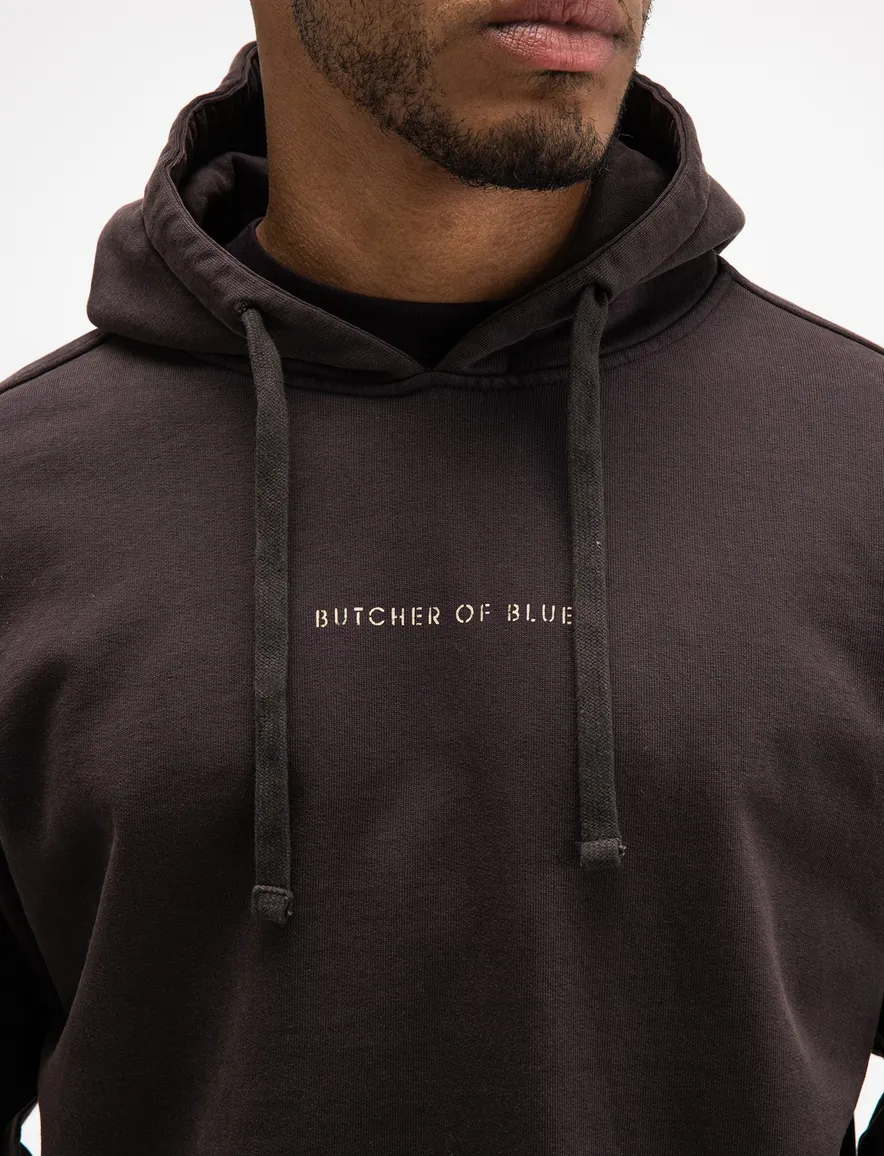 Butcher of Blue hoodie bruin met backprint
