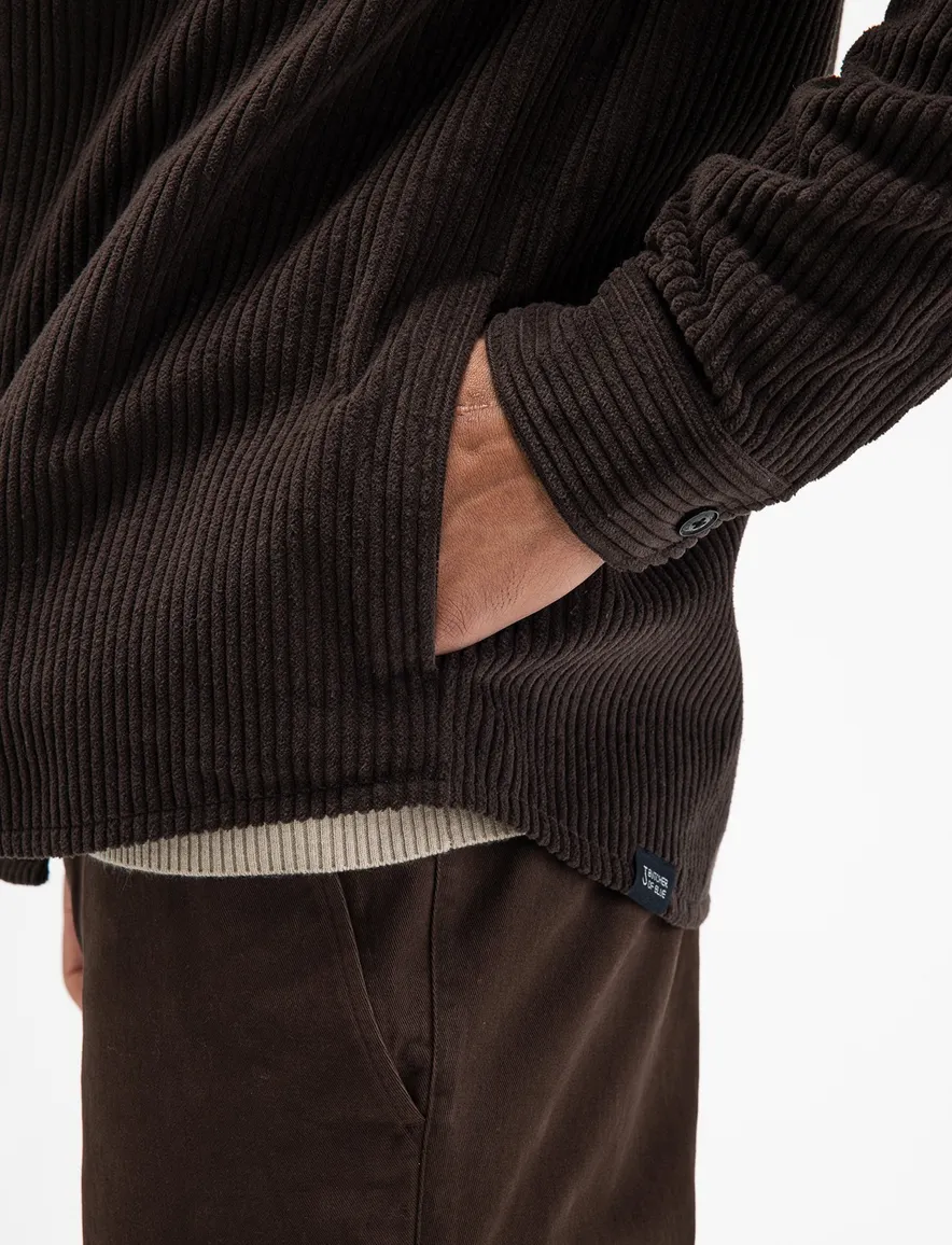 Butcher of Blue overshirt bruin rib met borstzak