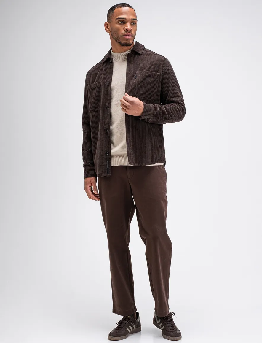Butcher of Blue overshirt bruin rib met borstzak