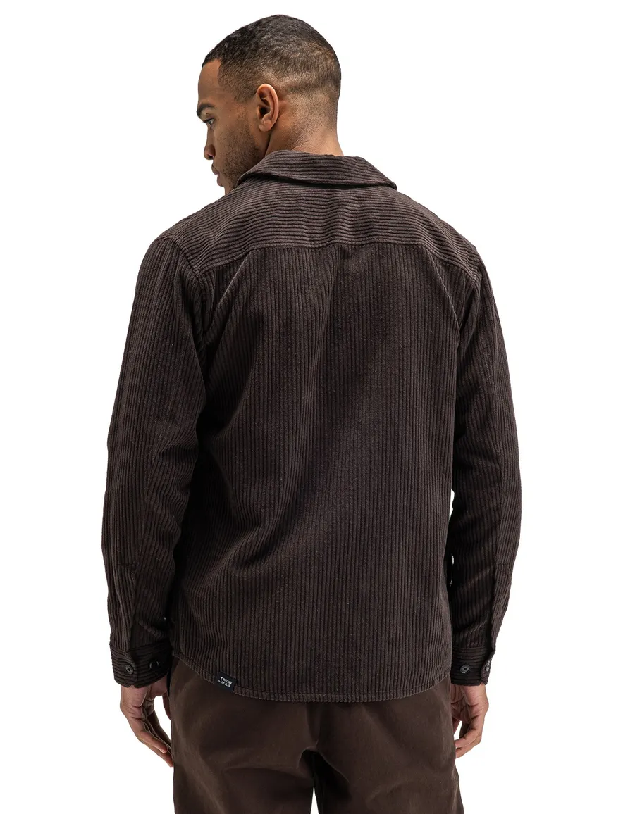 Butcher of Blue overshirt bruin rib met borstzak