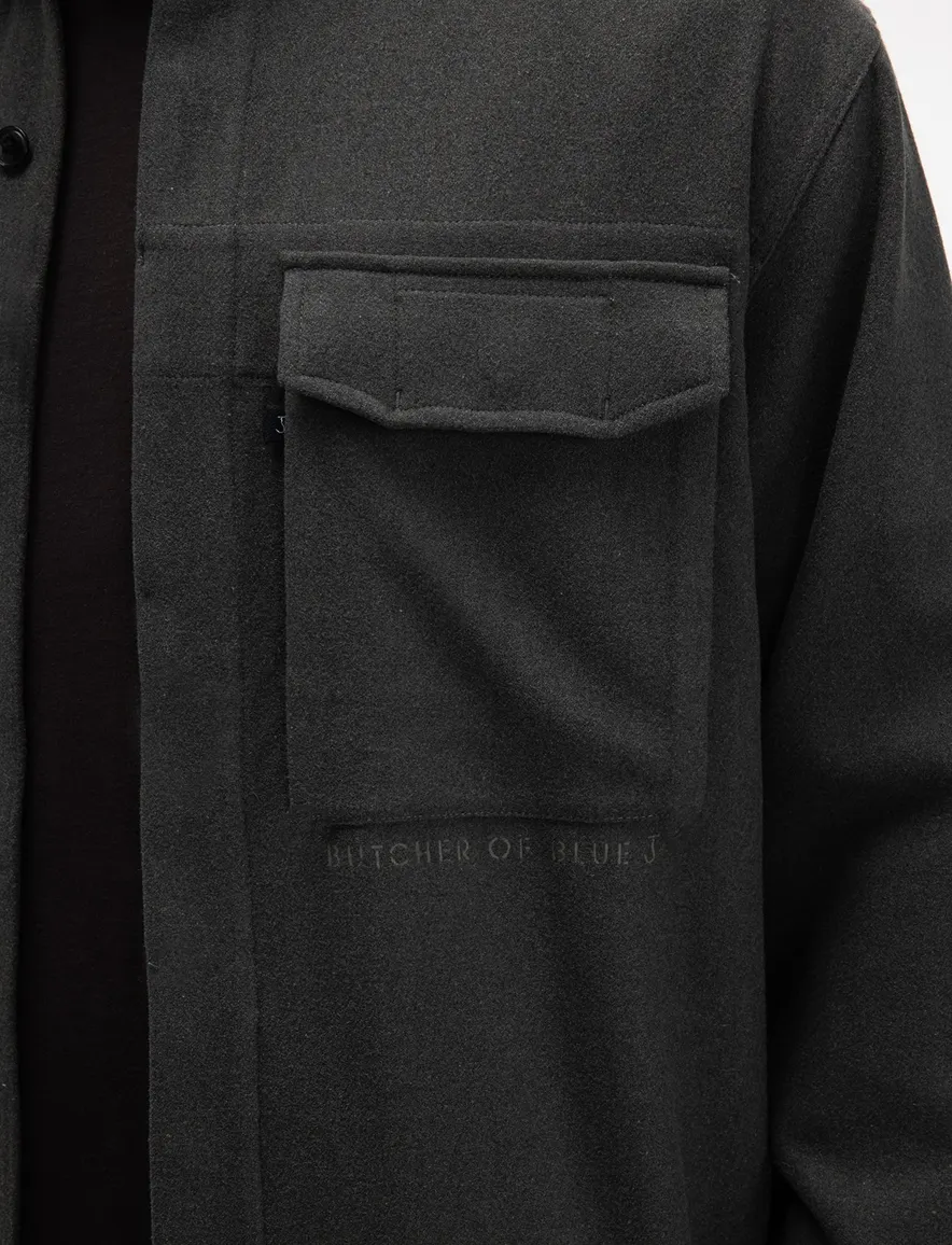 Butcher of Blue overshirt donkergroen met borstzak