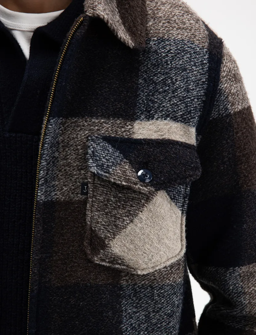 Overshirt Butcher of Blue bruin geruit borstzak