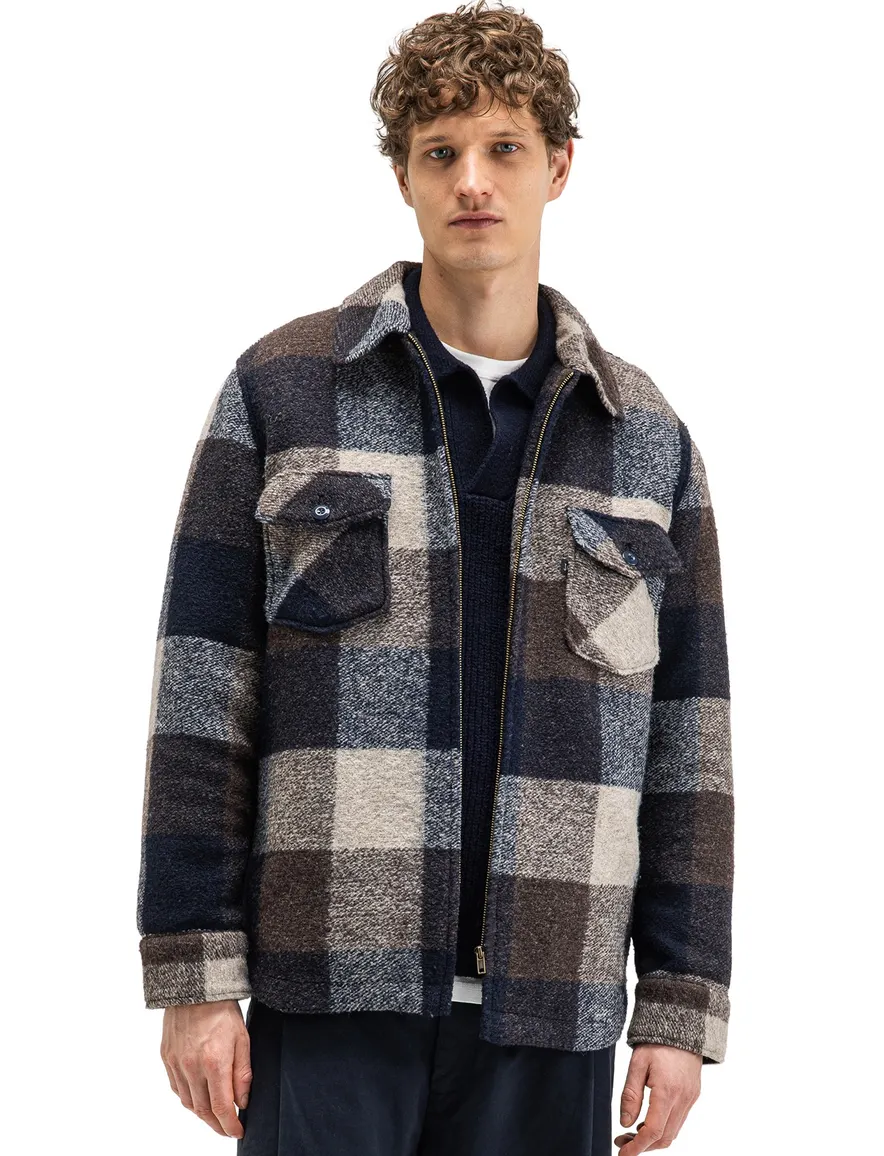 Butcher of Blue overshirt bruin geruit met borstzak