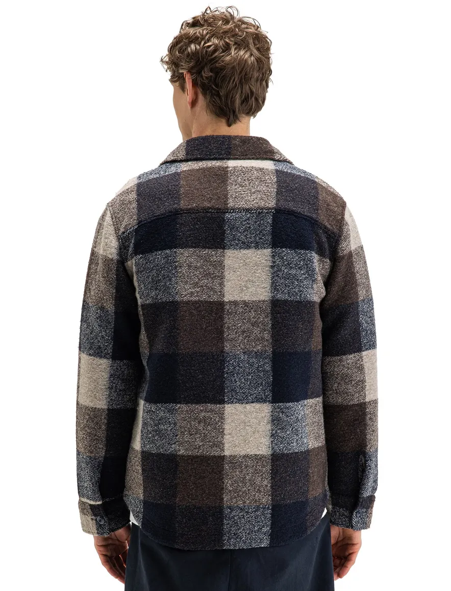 Butcher of Blue overshirt bruin geruit met borstzak