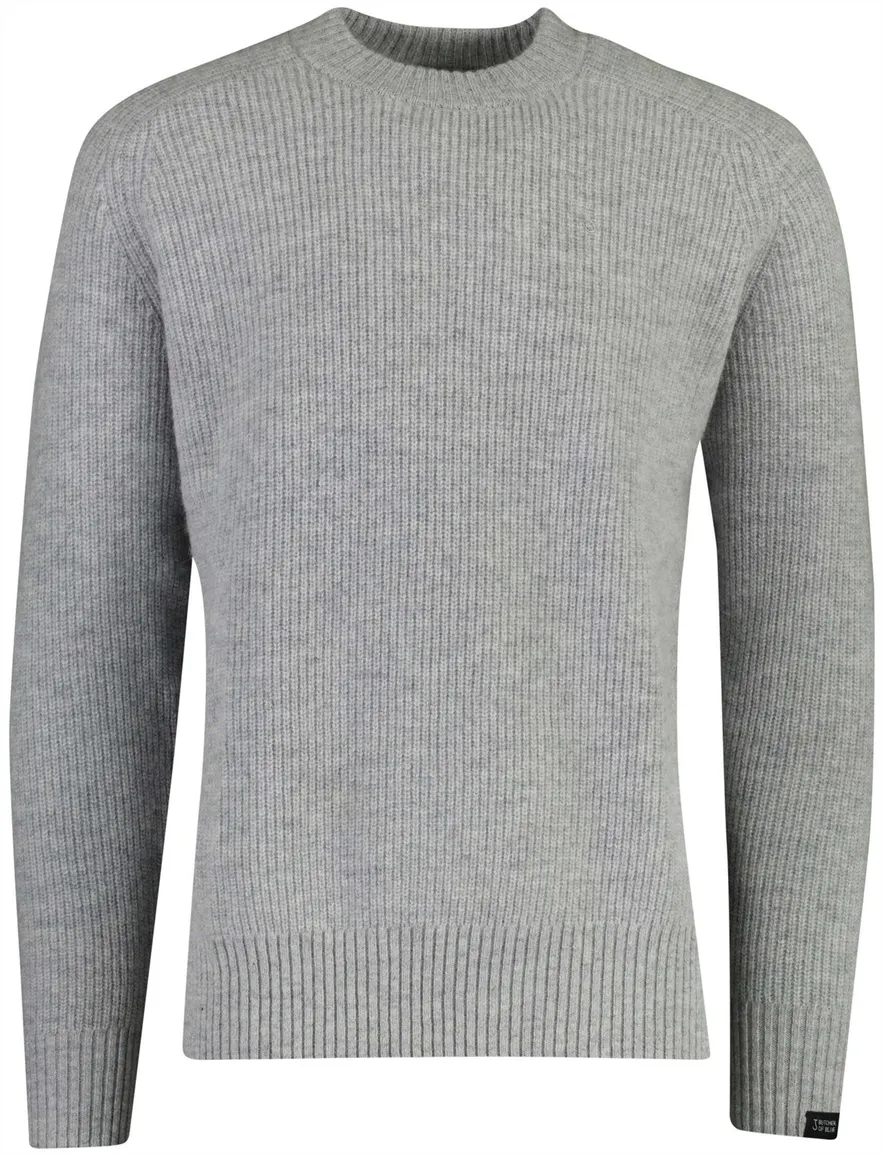 Butcher of Blue trui grijs ronde hals gebreid