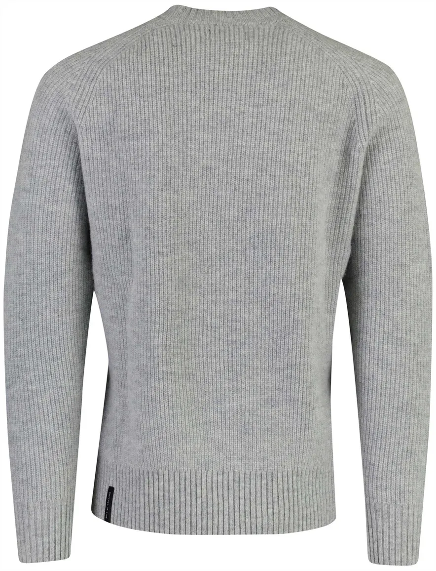 Butcher of Blue trui grijs ronde hals gebreid