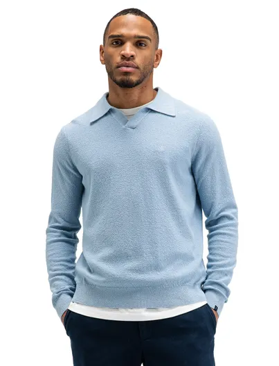 Butcher of Blue Butcher of Blue polo v-hals lichtblauw gebreid