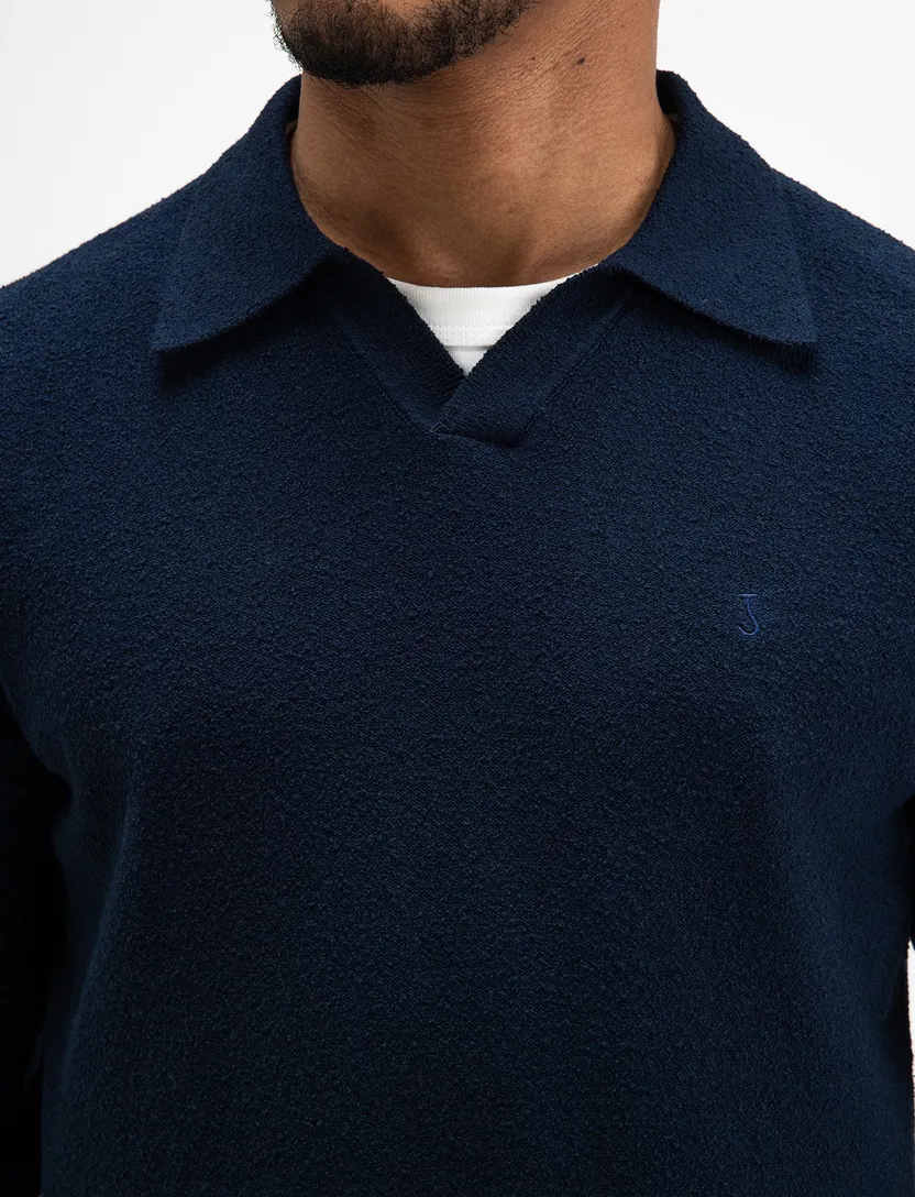 Poloshirt Butcher of Blue donkerblauw v-hals