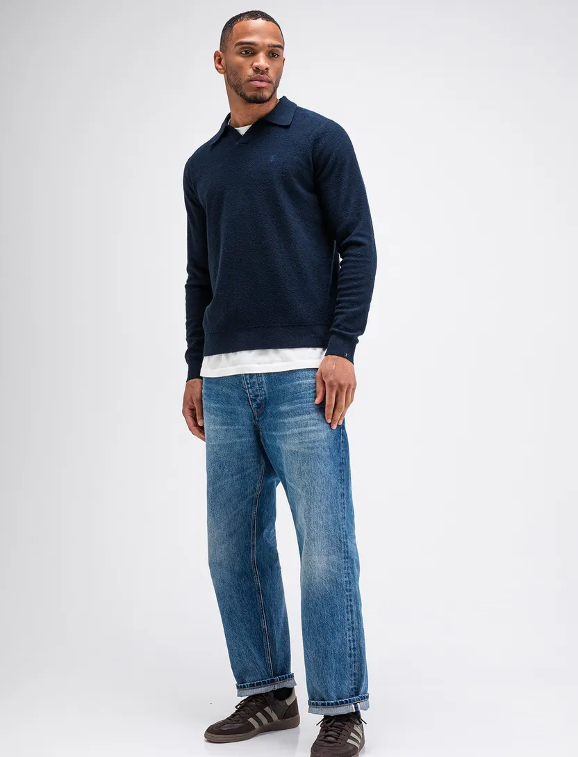 Poloshirt Butcher of Blue donkerblauw v-hals