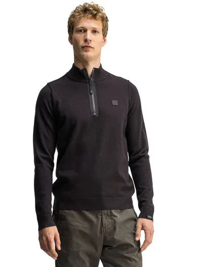 Butcher of Blue Trui half zip Butcher of Blue bruin