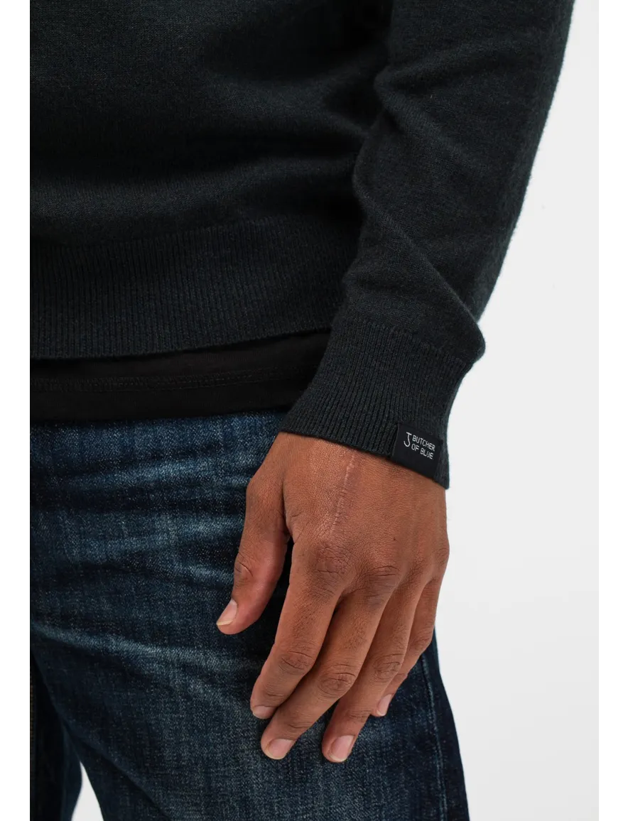 Butcher of Blue half zip trui donkergroen gebreid