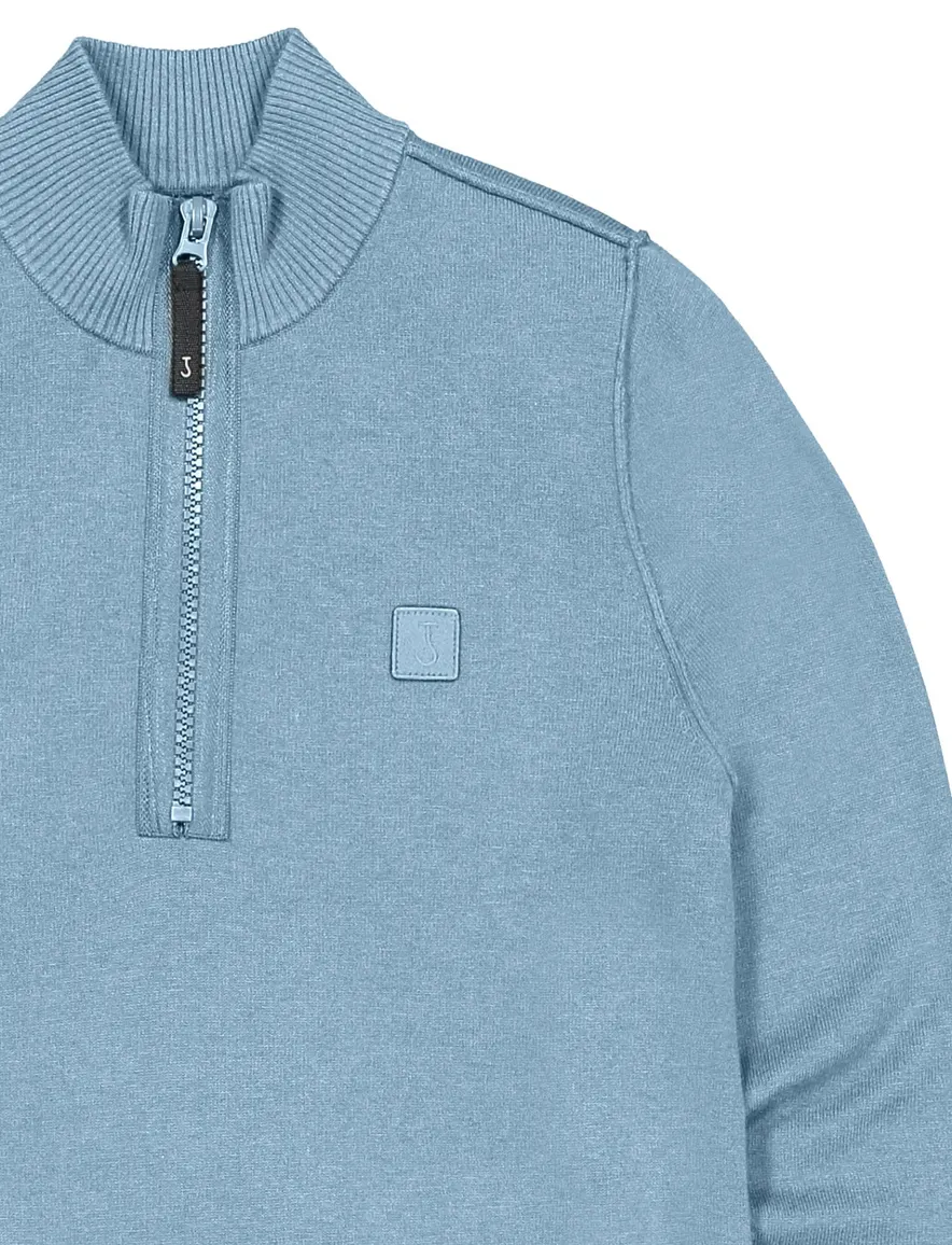 Lichtblauwe trui Butcher of Blue half zip gebreid