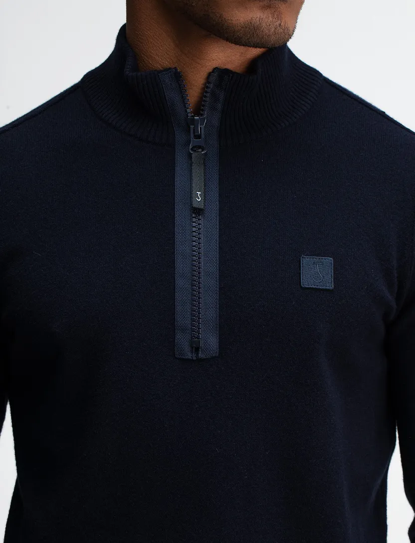 Trui half zip Butcher of Blue donkerblauw