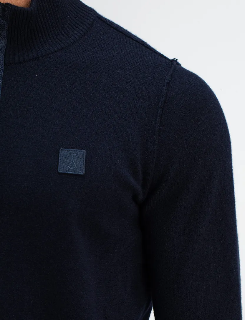 Trui half zip Butcher of Blue donkerblauw