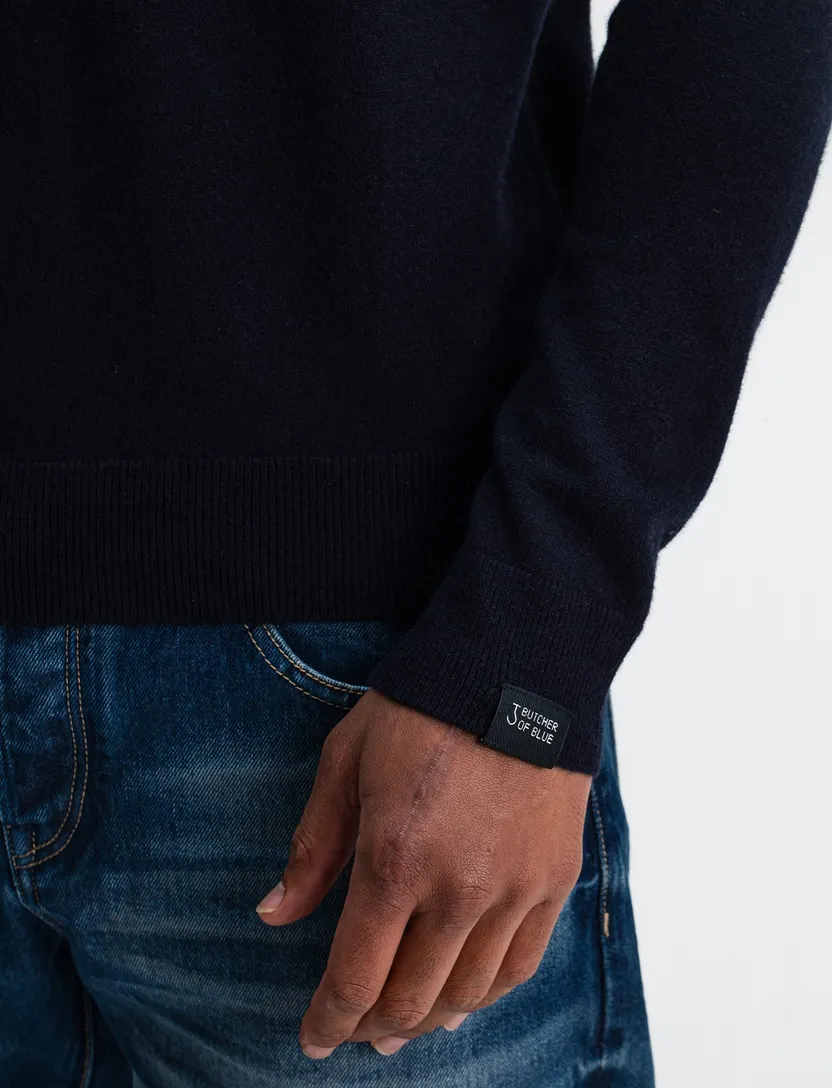 Trui half zip Butcher of Blue donkerblauw