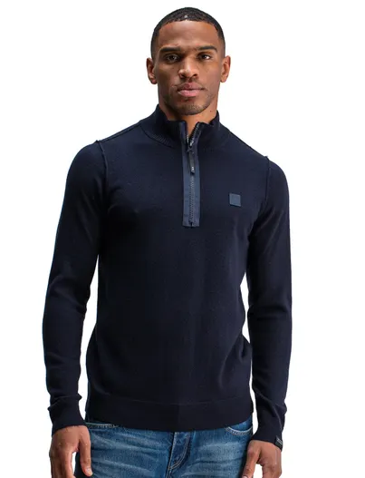Butcher of Blue Trui half zip Butcher of Blue donkerblauw