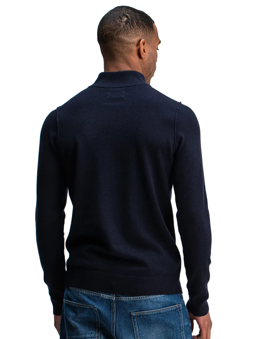 Trui half zip Butcher of Blue donkerblauw