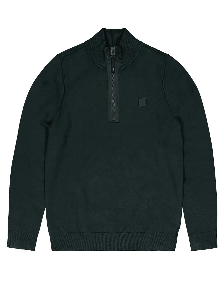 Donkergroene trui Butcher of Blue half zip gebreid