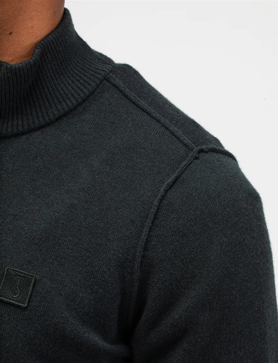 Donkergroene trui Butcher of Blue half zip gebreid