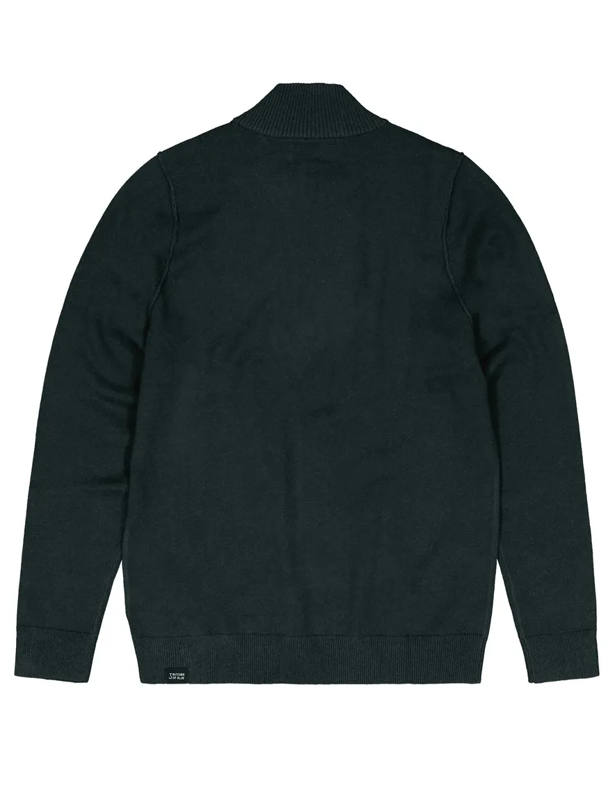 Donkergroene trui Butcher of Blue half zip gebreid