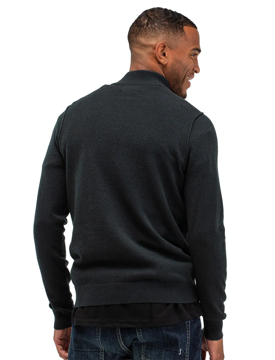 Donkergroene trui Butcher of Blue half zip gebreid