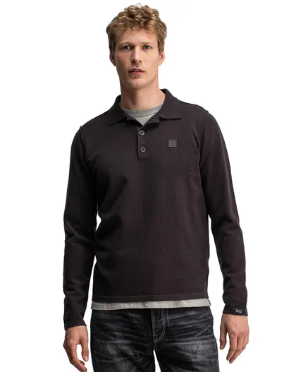 Butcher of Blue Butcher of Blue gebreide poloshirt bruin