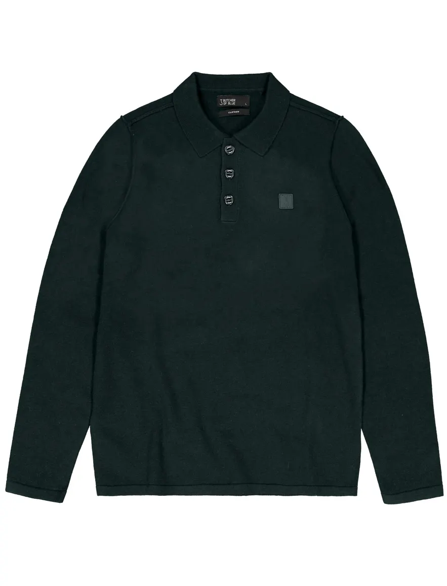Butcher of Blue poloshirt donkergroen wol