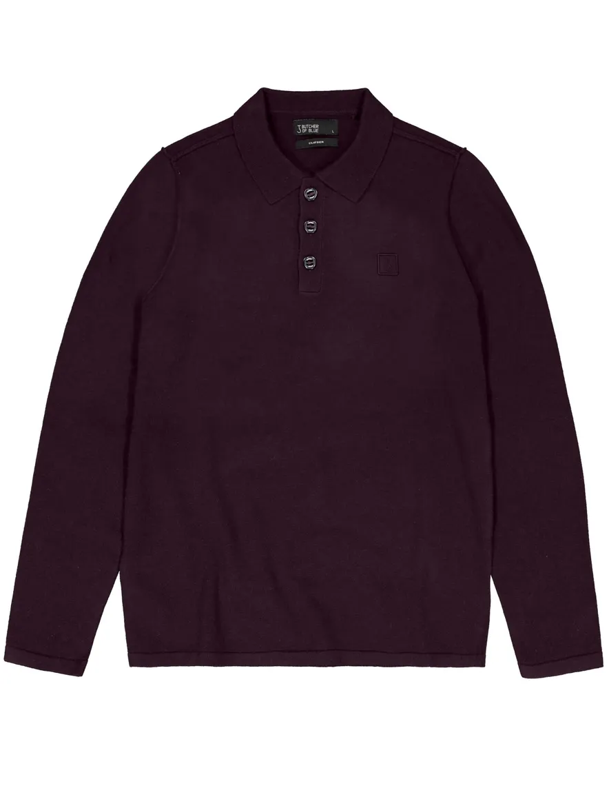 Butcher of Blue poloshirt paars wol