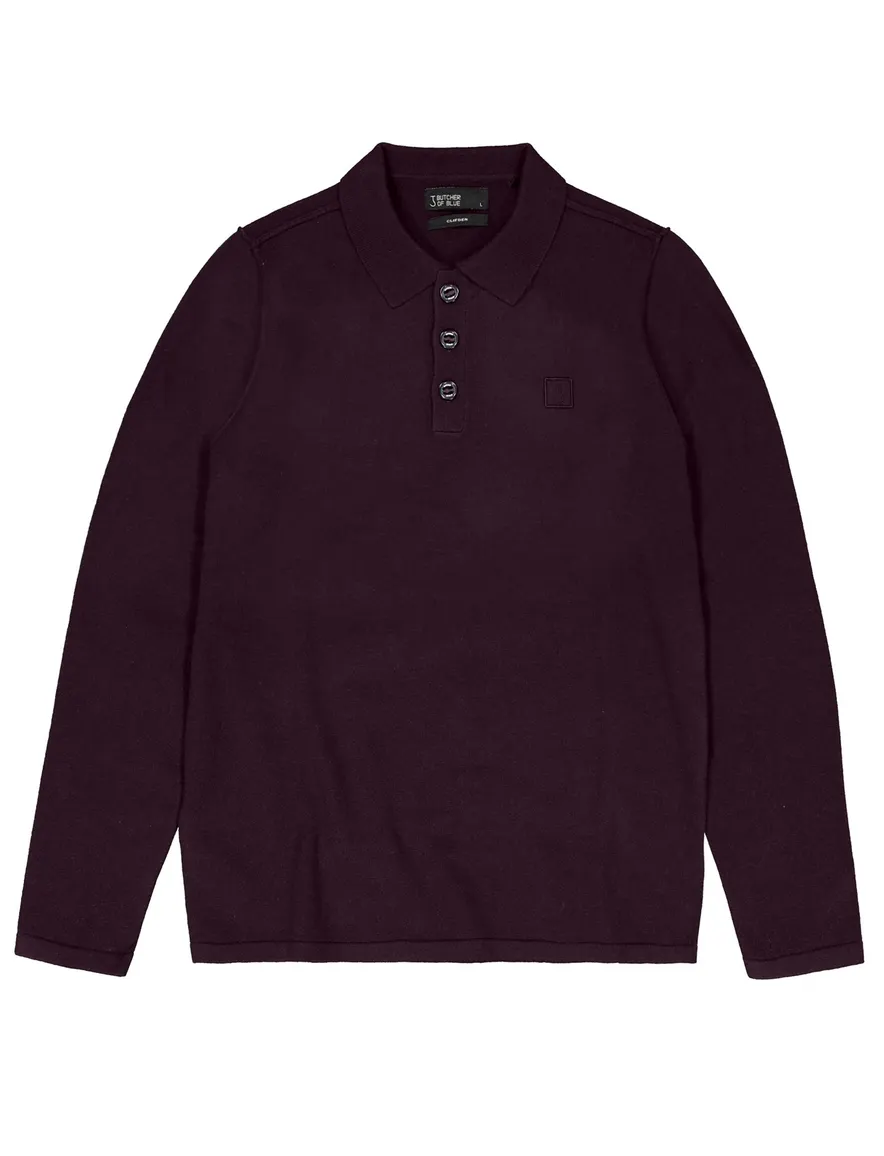 Paars poloshirt Butcher of Blue gebreid
