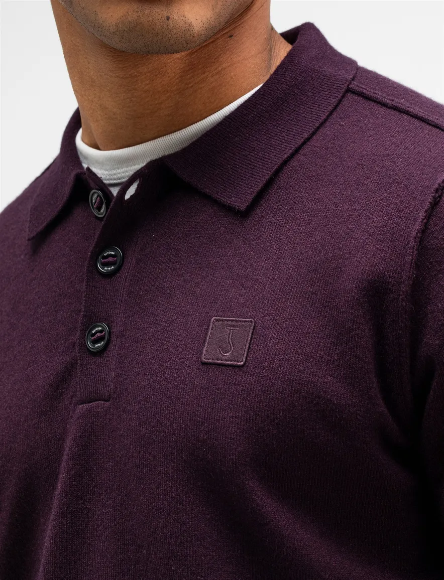 Paars poloshirt Butcher of Blue gebreid