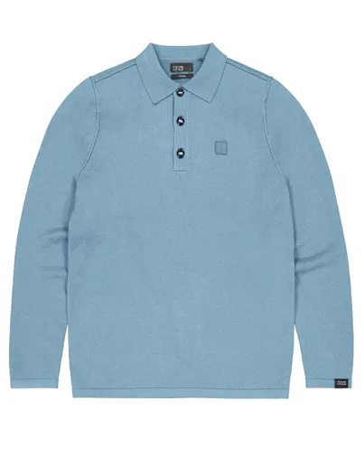 Butcher of Blue Poloshirt Butcher of Blue lichtblauw gebreid