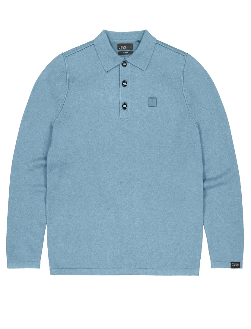 Poloshirt Butcher of Blue lichtblauw gebreid