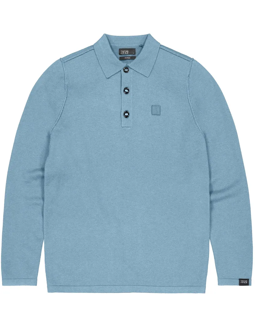 Poloshirt Butcher of Blue lichtblauw wol
