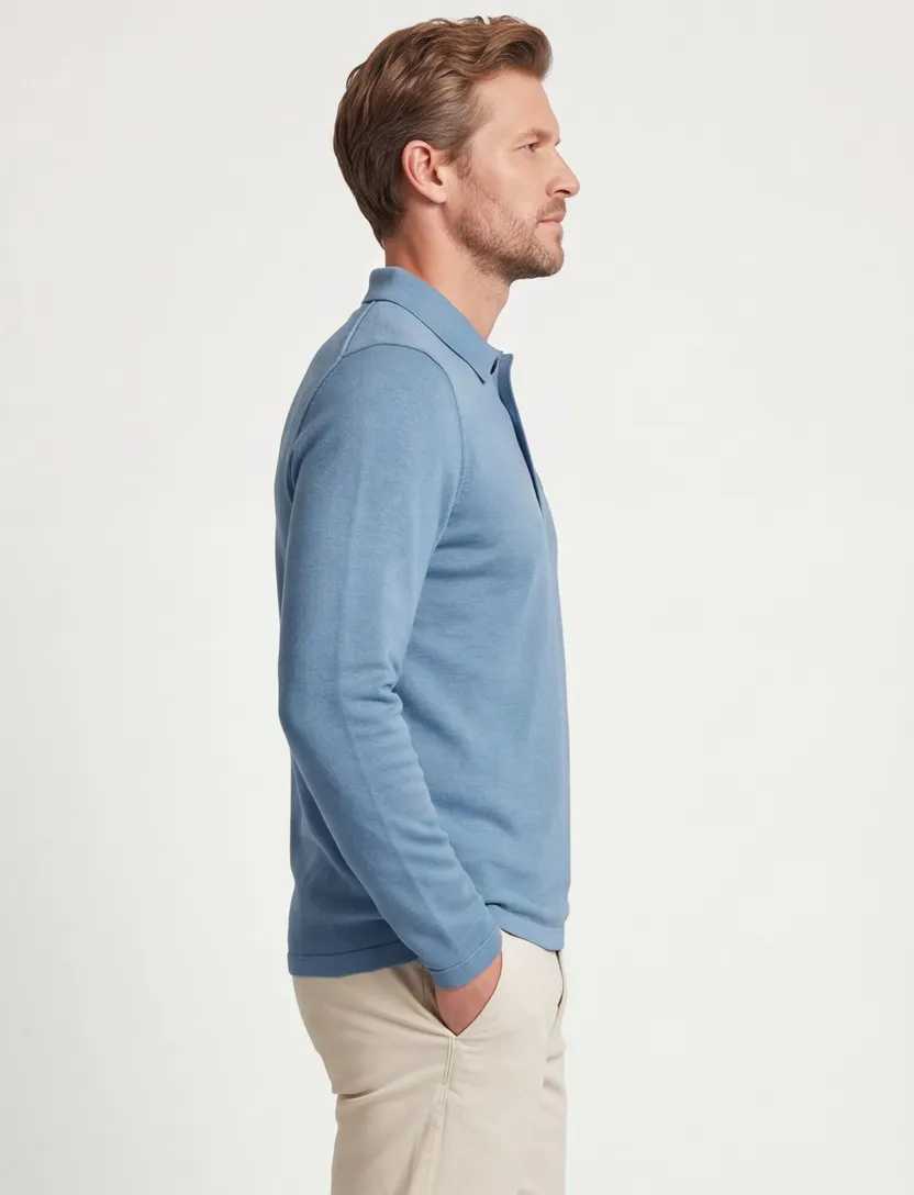 Poloshirt Butcher of Blue lichtblauw gebreid