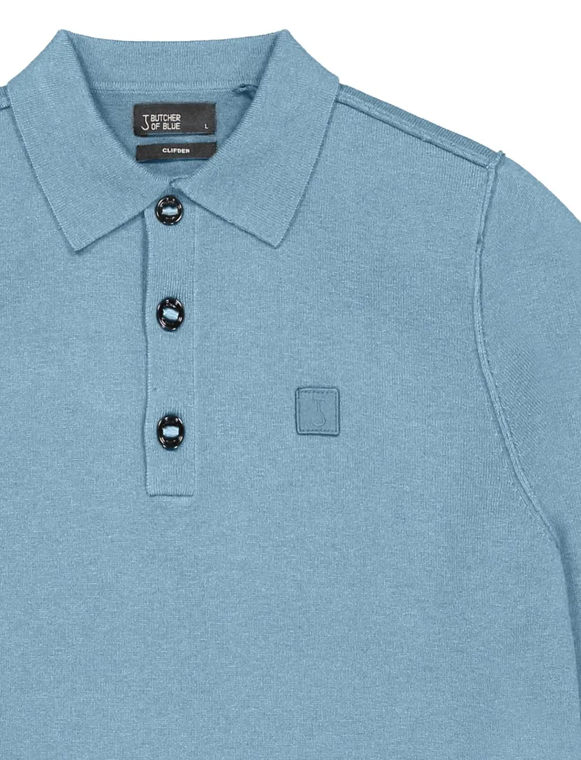 Poloshirt Butcher of Blue lichtblauw wol