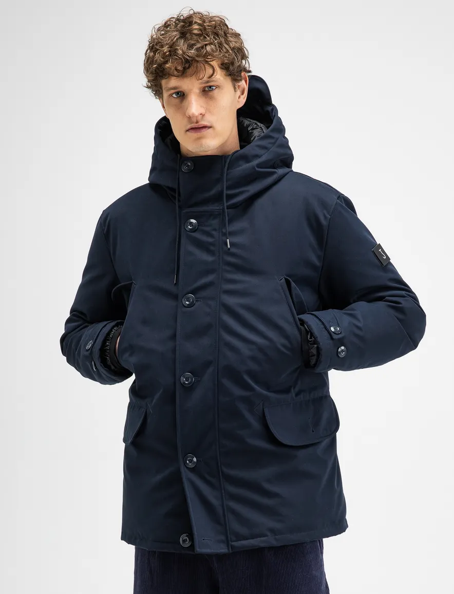 Butcher of Blue gewatteerde jas navy met borstzak