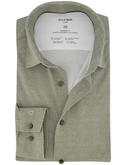 Olymp Overhemd 24/Seven Dynamic Flex Jersey groen