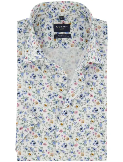 Olymp Overhemd Olymp wit bloemen print