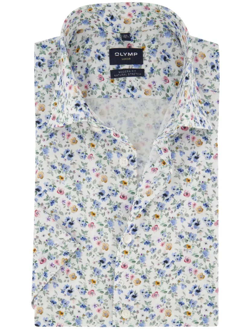 Overhemd Olymp wit bloemen print