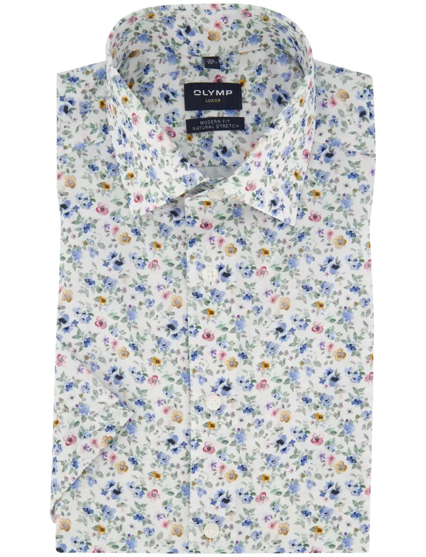 Overhemd Olymp wit bloemen print