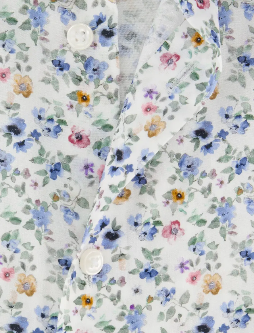 Olymp overhemd wit bloemen print