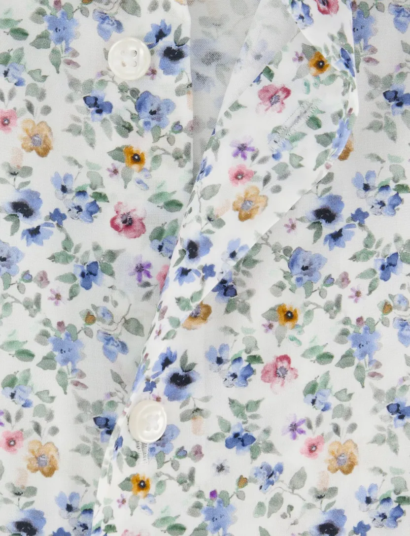 Overhemd Olymp wit bloemen print