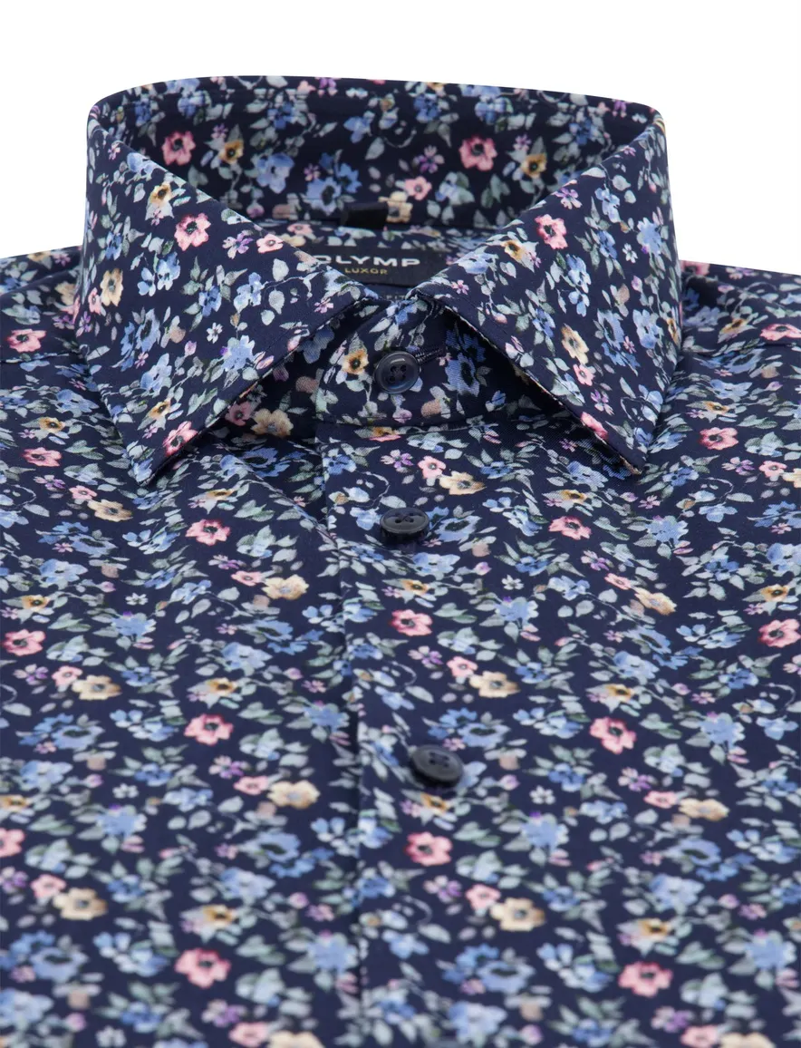 Overhemd Olymp donkerblauw mouw