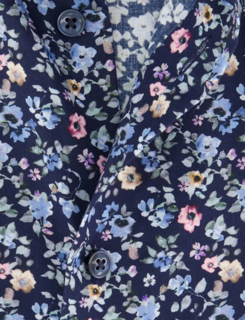 Overhemd Olymp donkerblauw bloemen print