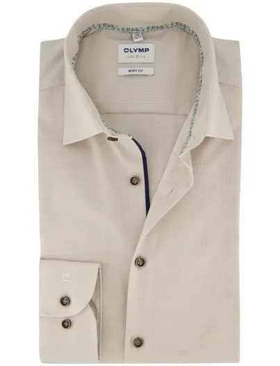 Olymp Olymp overhemd beige effen